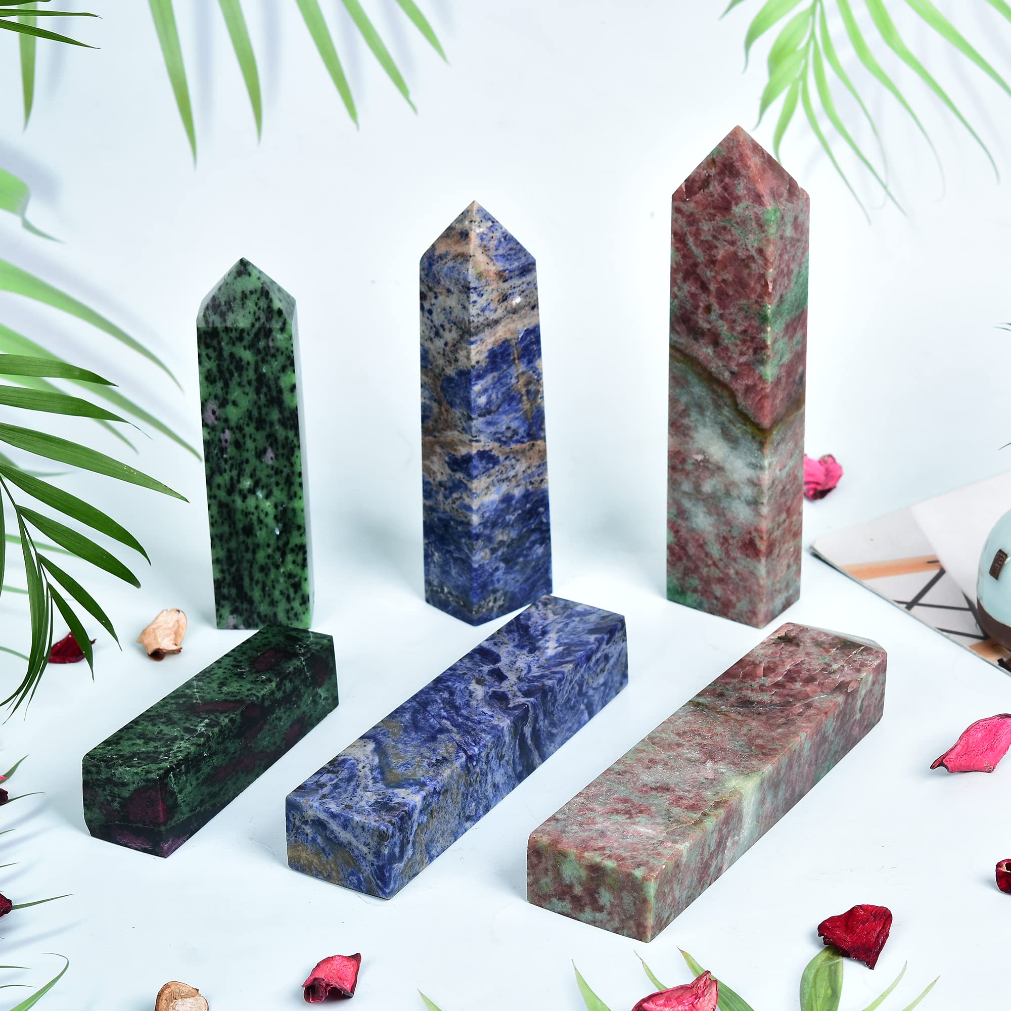 JIC Gem blue sodalite obelisk unique natural features and texture