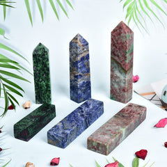 JIC Gem blue sodalite obelisk unique natural features and texture