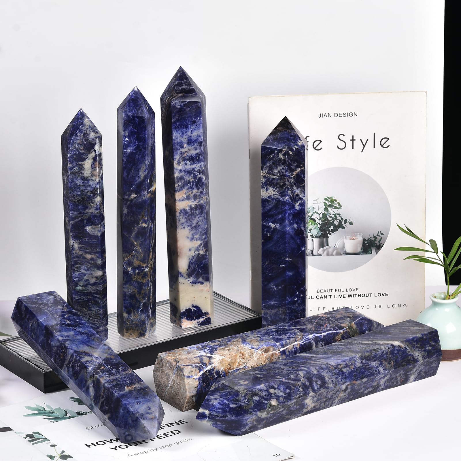 JIC Gem blue-veined crystal wand suitable for Reiki or energy work