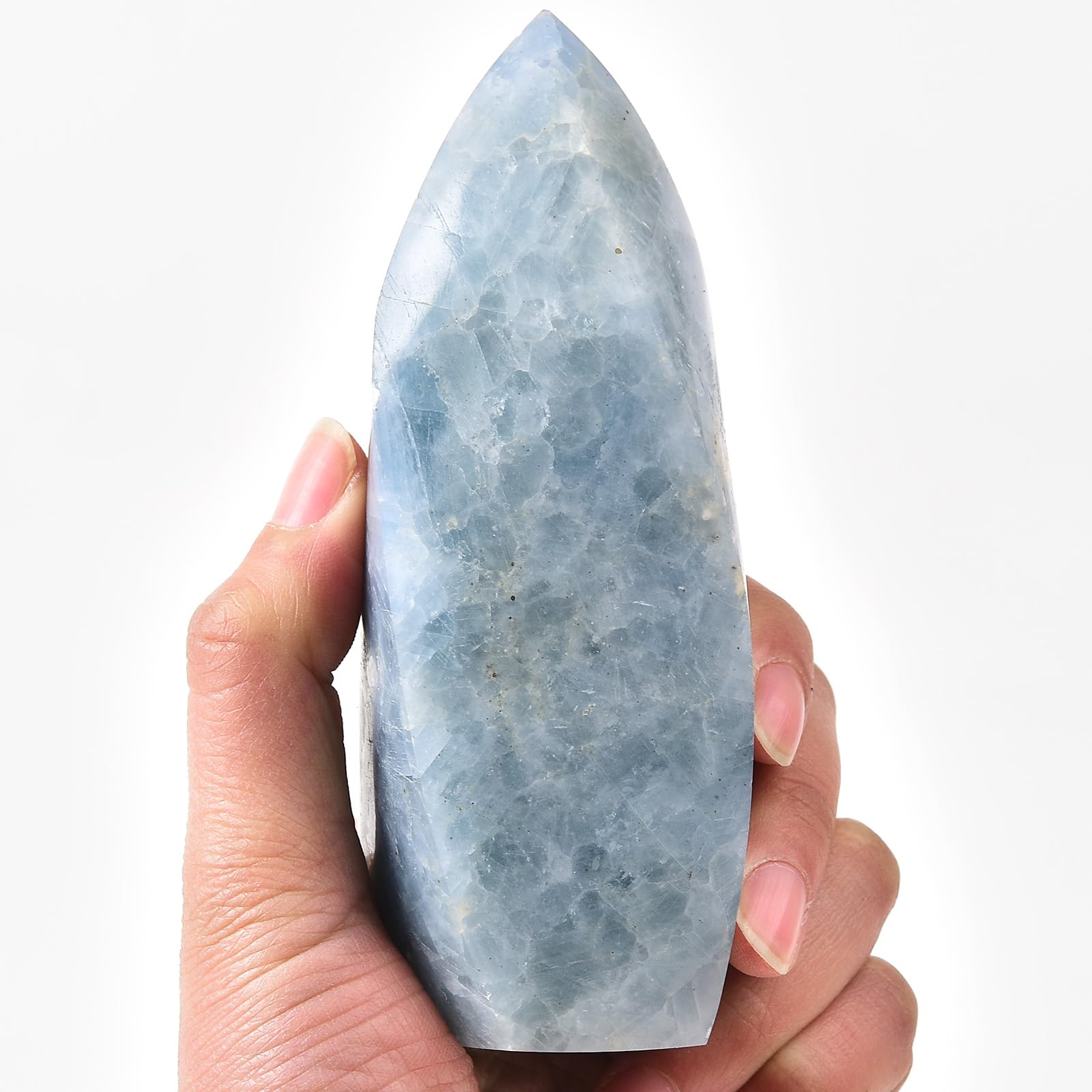 JIC Gem celestite closeup with sky blue hues and texture