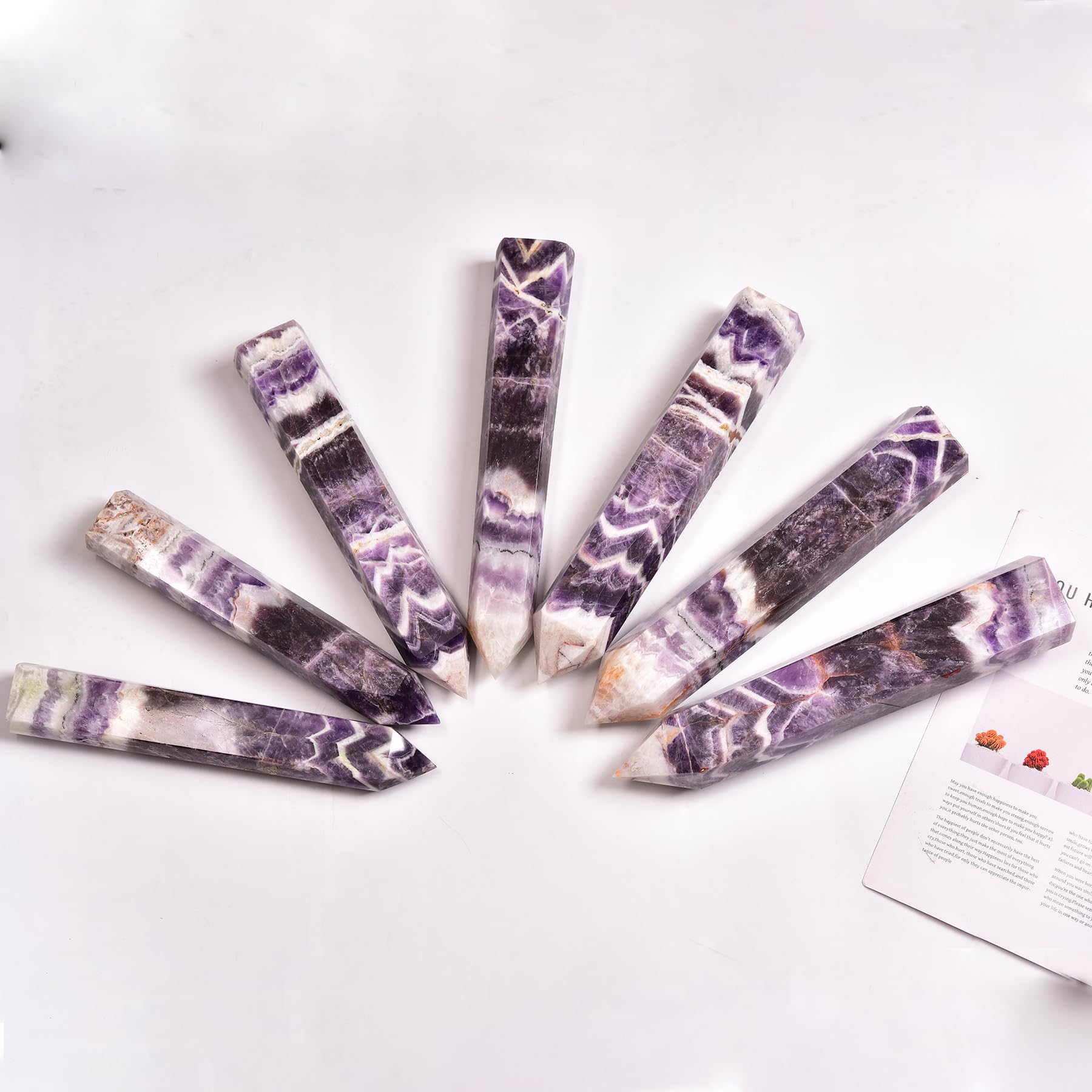 JIC Gem chevron amethyst wand six facets on altar display