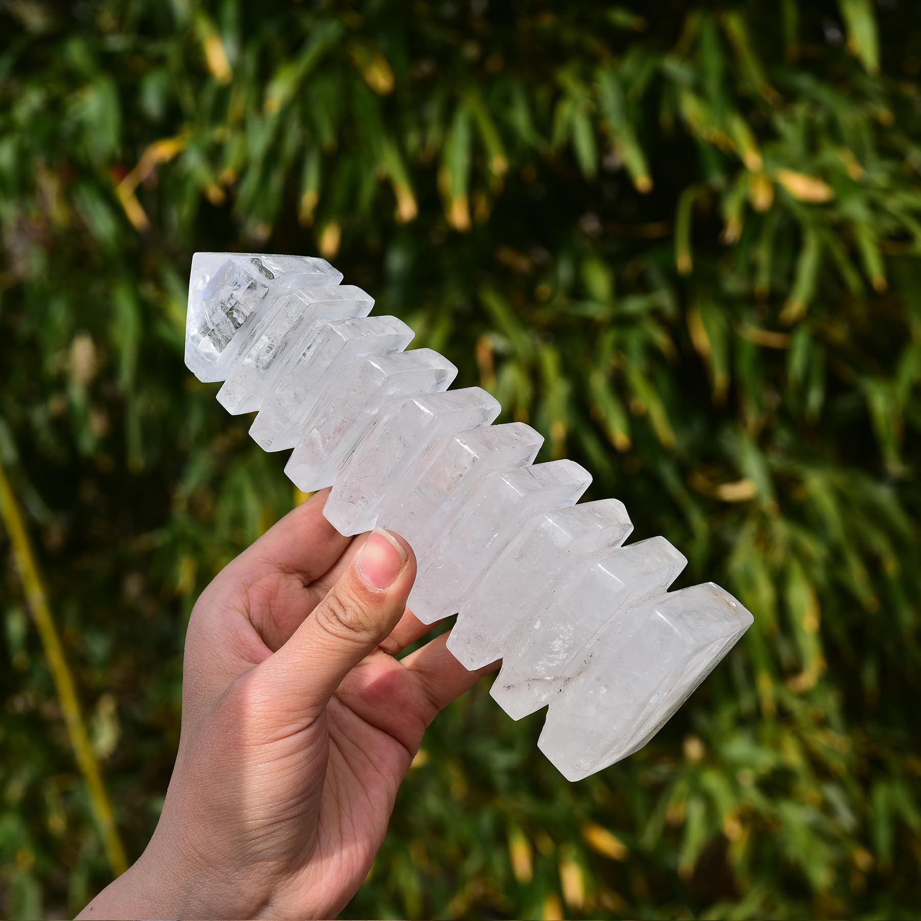 Close-up of JIC Gem quartz tower highlighting warm gradient glow