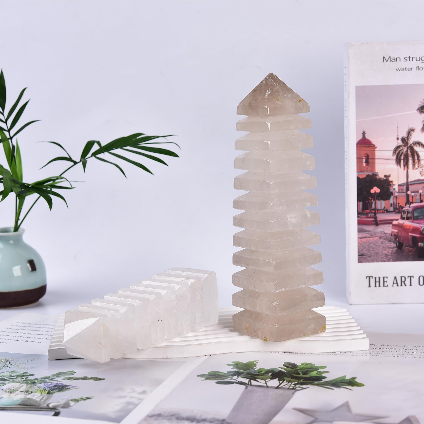 JIC Gem clear quartz tower's golden glow fills spaces with warmth