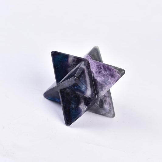JIC Gem colorful fluorite Merkaba for aura balance and decorative display