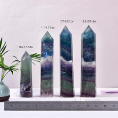JIC Gem colorful fluorite wand detail showing dreamy hues ideal for décor and focus.