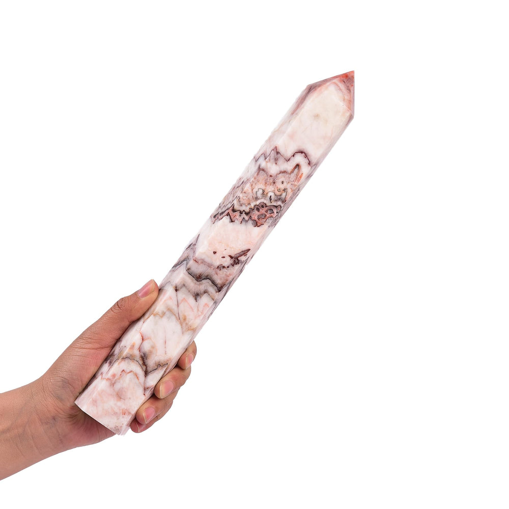 JIC Gem Colorful Jade Quartz Wand for meditation energy focus and emotional balance.