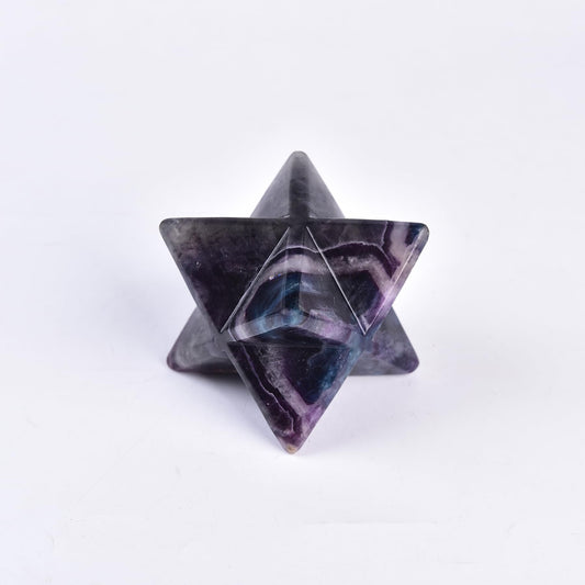 JIC Gem Colourful Fluorite Merkaba crystal for meditation and decorative display.