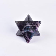 JIC Gem Colourful Fluorite Merkaba crystal for meditation and decorative display.