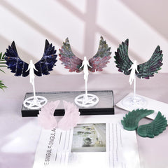 JIC Gem stand-inclusive crystal angel wings secure display for altar or shelf