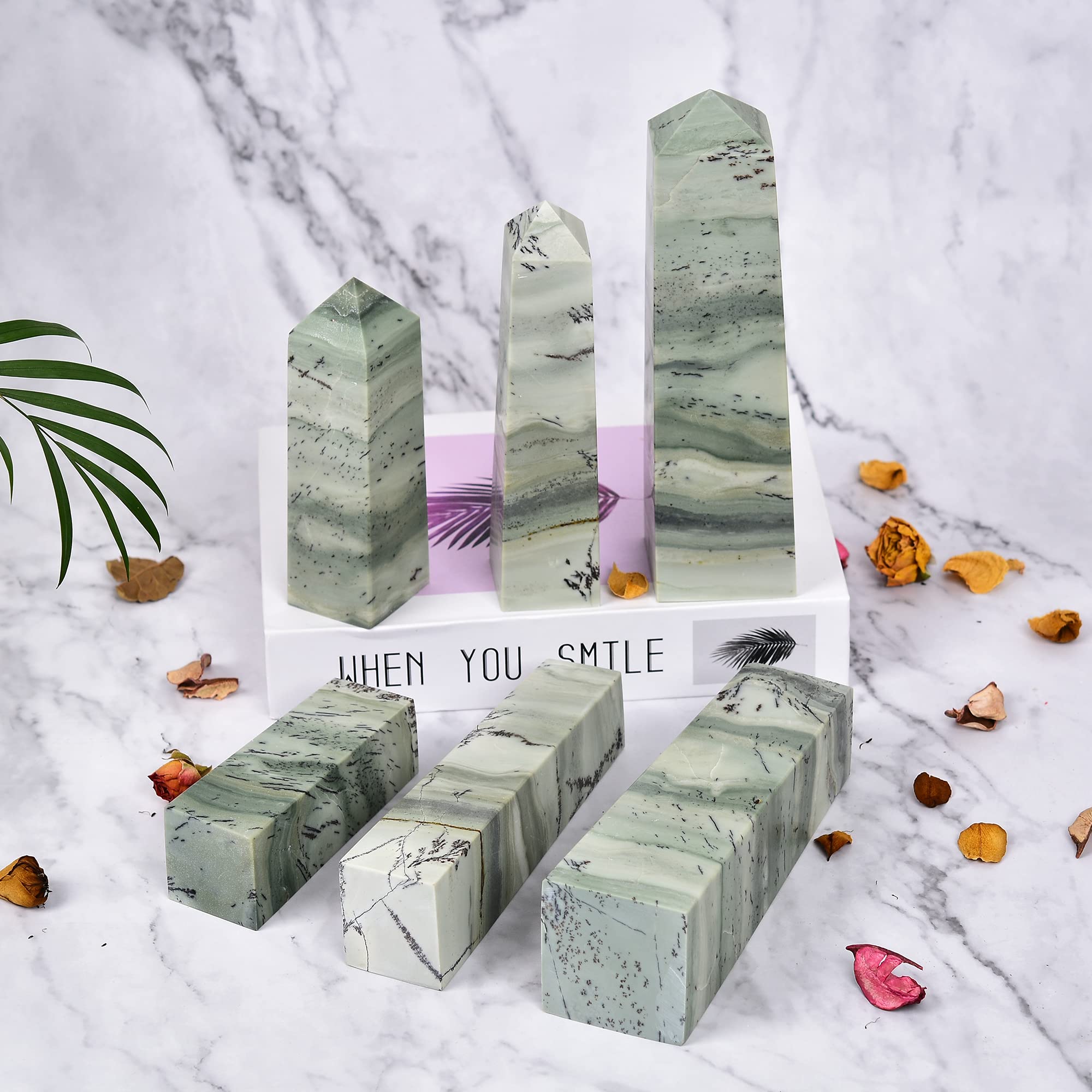 JIC Gem dendritic jade tower weighing 2-8 lbs adds visual presence