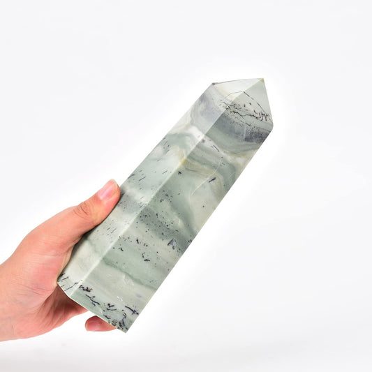 JIC Gem dendritic jade tower for abundance and balance in living spaces.