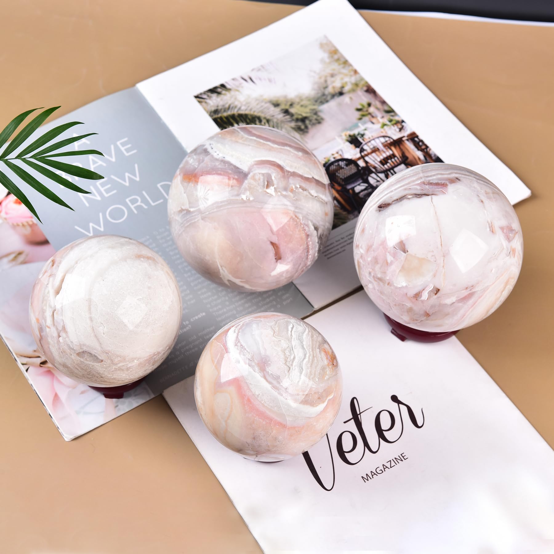 JIC Gem energy-balancing pink sphere for calm desk focus
