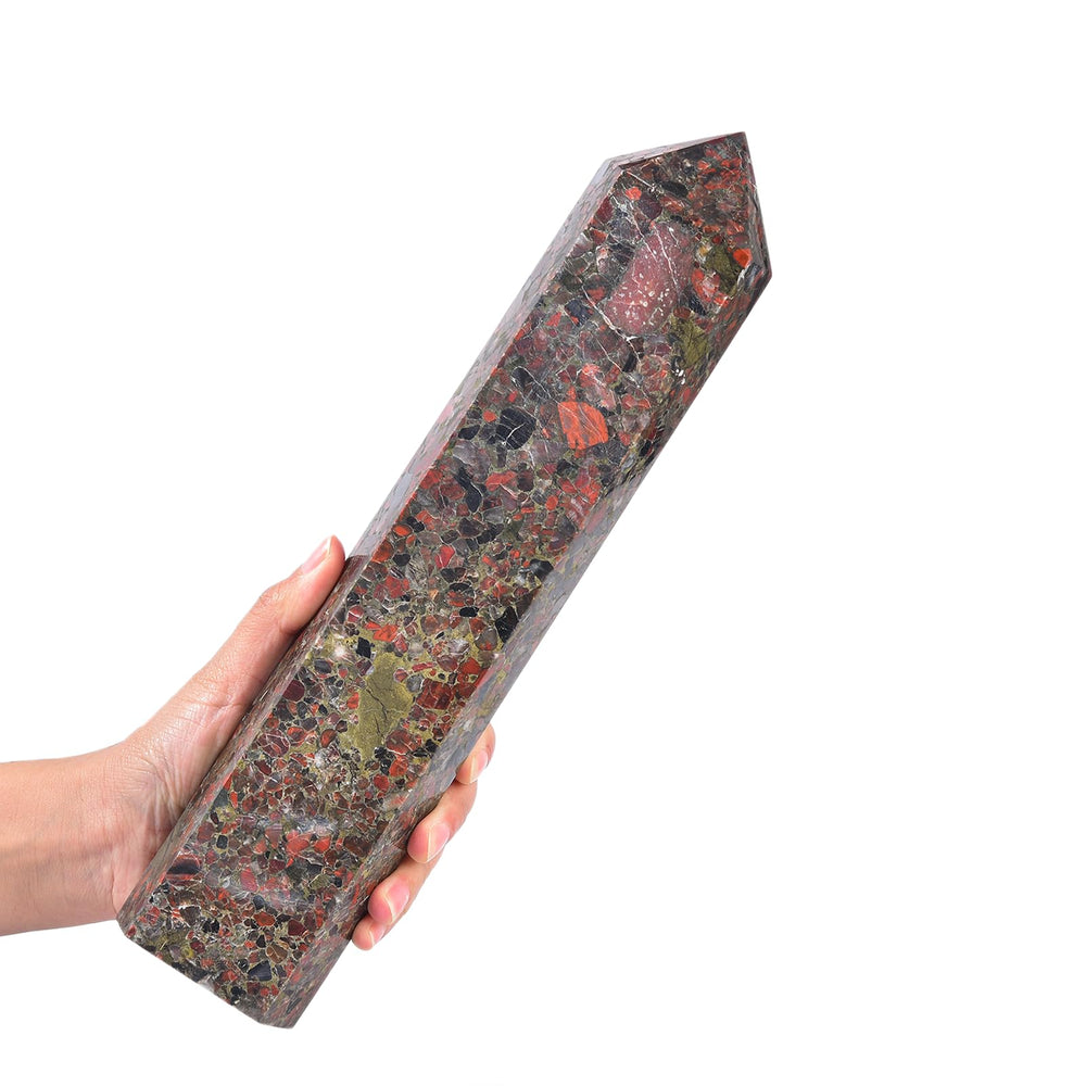 JIC Gem extra-large red agate wand with six facets for meditation focus