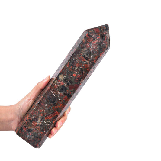 JIC Gem extra large Brazilian red agate wand with six facets for energy focus and balance.