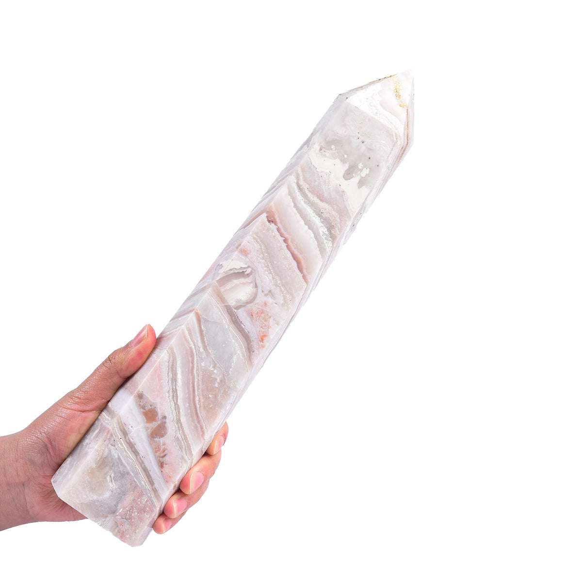 JIC Gem extra-large pink agate geode tower for calm energy at home