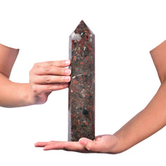JIC Gem extra large red agate wand shows polished clarity and bold presence