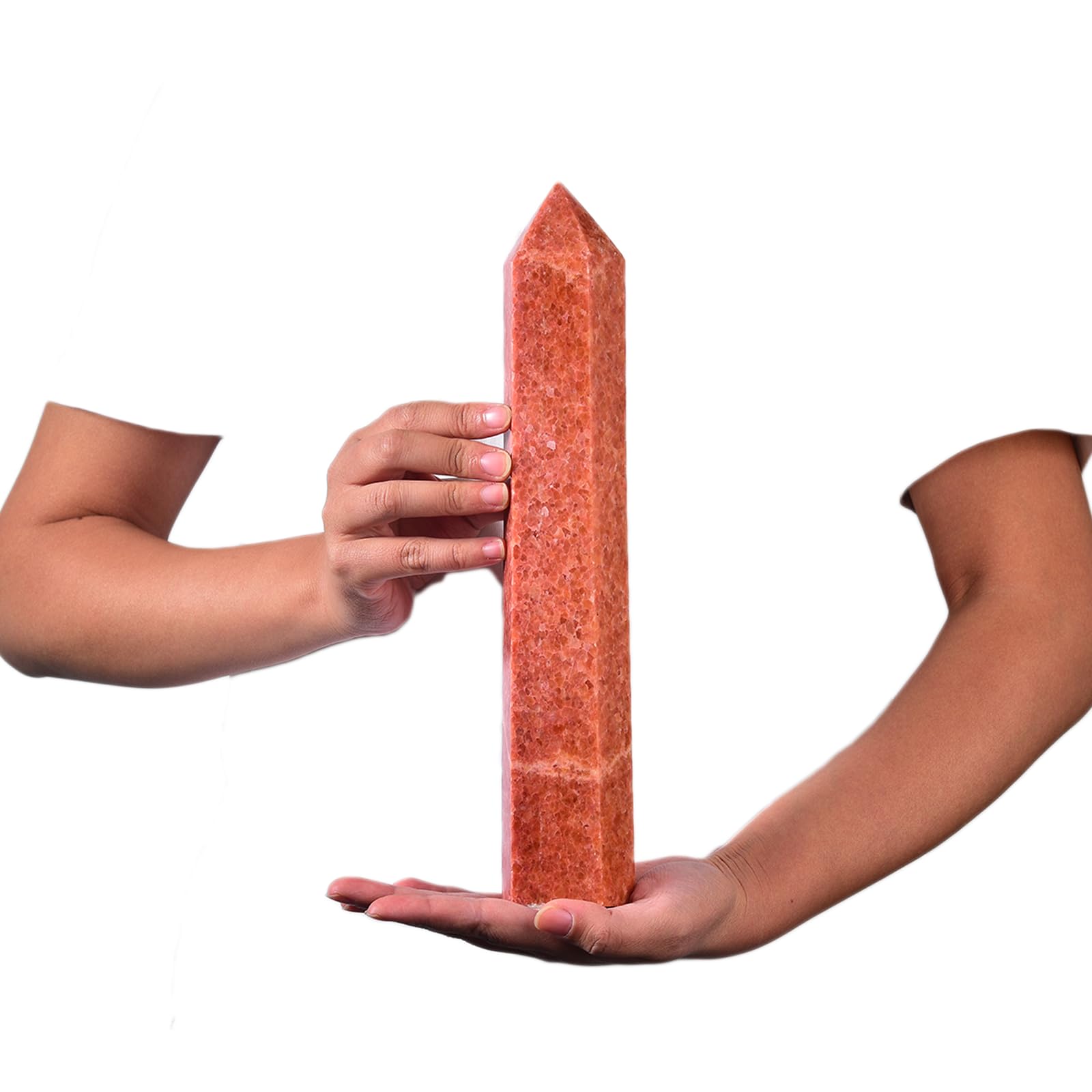 JIC Gem extra-large sunstone wand, shimmering face, ideal for meditation and stress-friendly focus.
