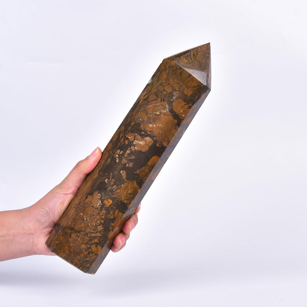 JIC Gem yellow agate geode tower close-up with natural sparkle for meditation
