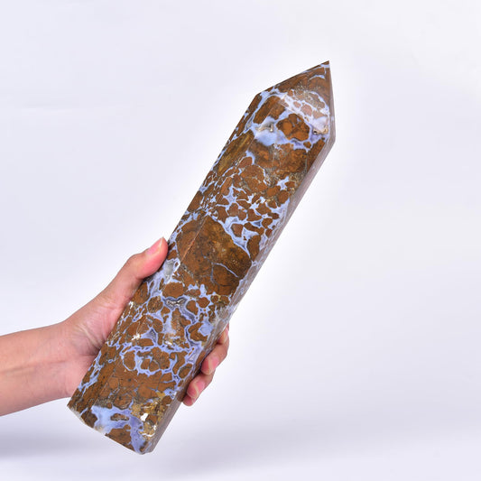 JIC Gem extra large yellow agate wand with six facets for meditation and energy focus