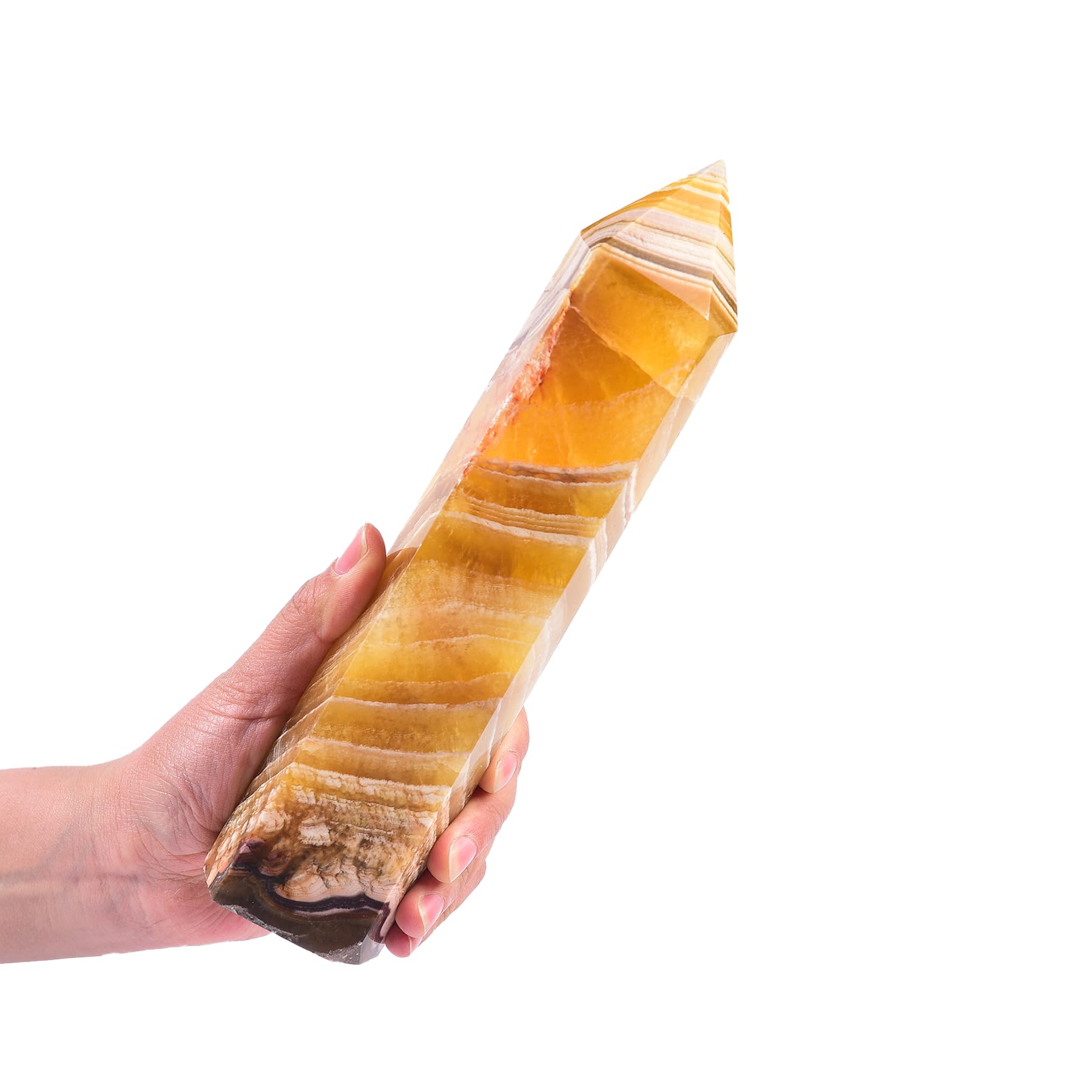 JIC Gem extra-large yellow fluorite crystal tower enhances meditation space and energy focus.