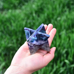 JIC Gem Fluorite crystal grid stone supports calm ambiance.