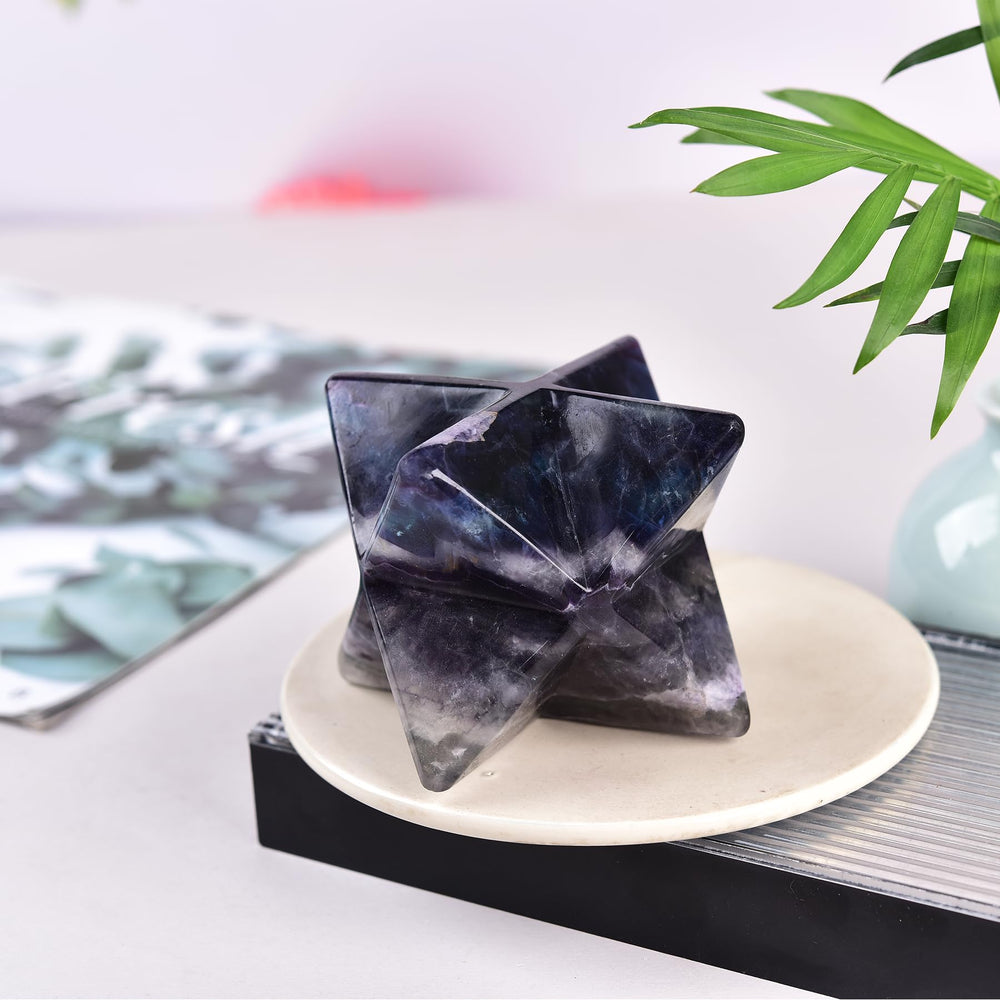 JIC Gem fluorite Merkaba geometry highlights sacred patterns for balance and focus