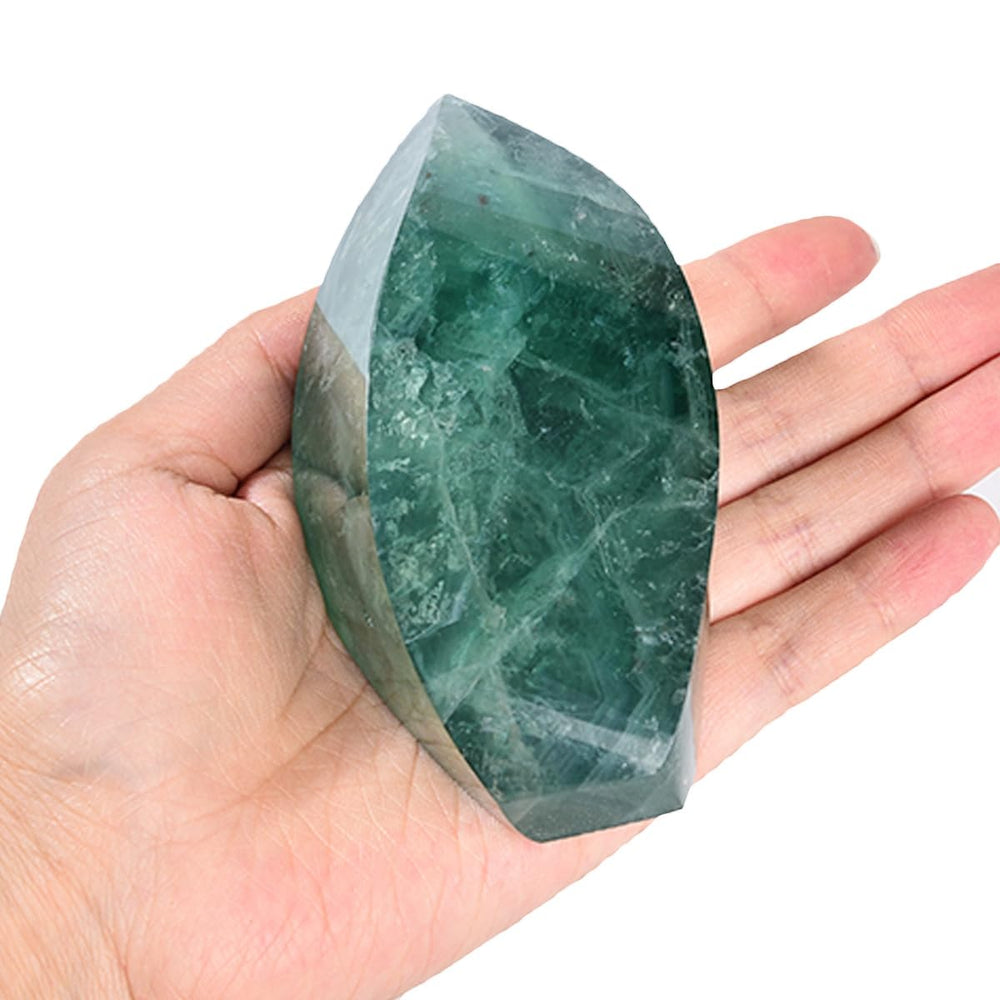 JIC Gem fluorite tower closeup highlighting natural color patterns and unique flaws