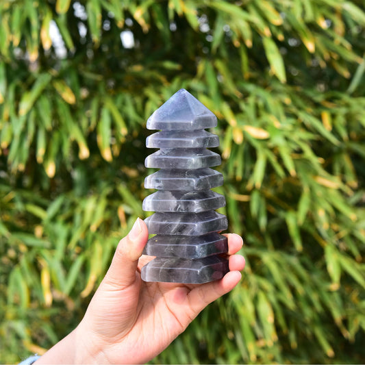 JIC Gem fluorite tower pagoda design adds Zen ambiance to office or home.
