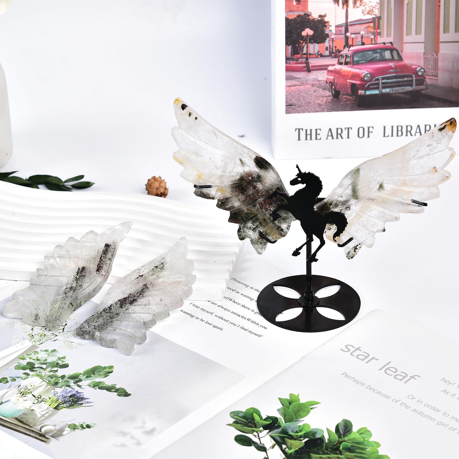 JIC Gem Ghost Crystal Unicorn Wings decorate any room as art.