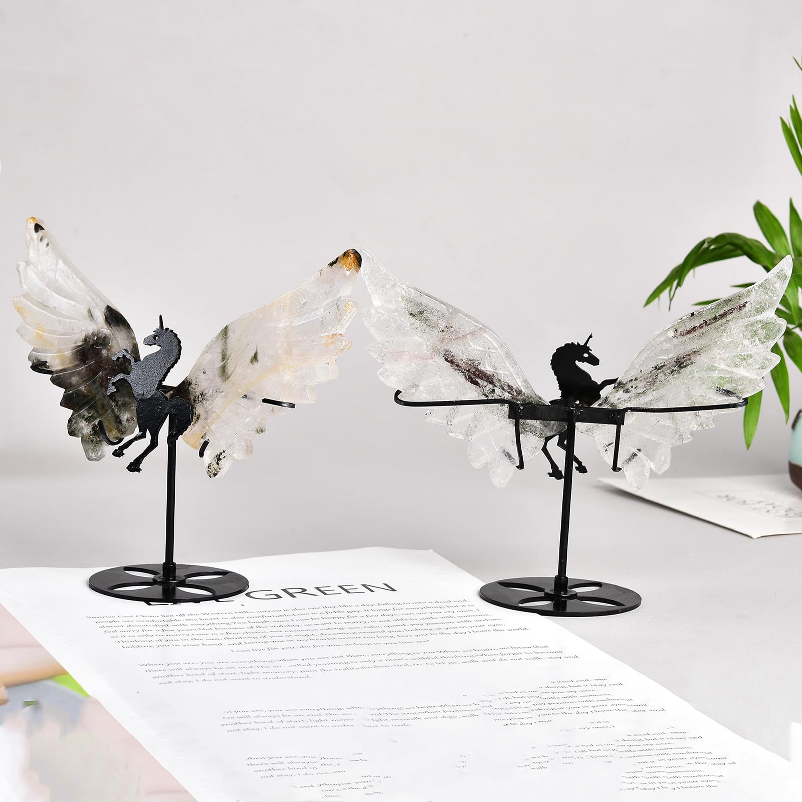 JIC Gem Ghost Crystal Unicorn Wings ideal for table display.