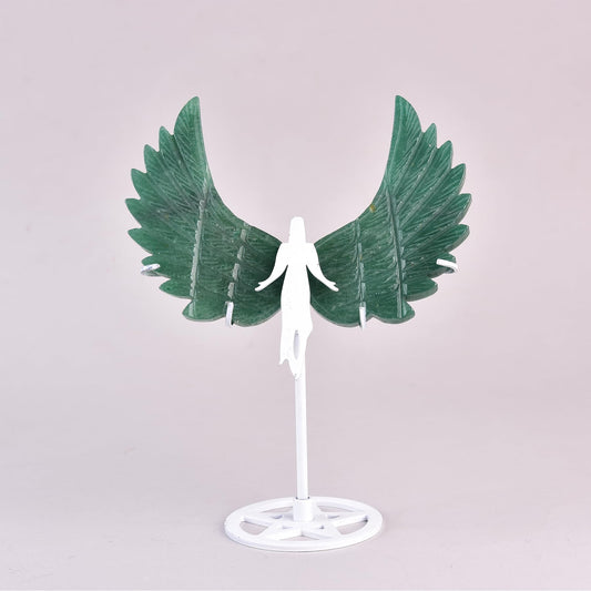 JIC Gem green aventurine angel wings figurine for tranquil decor