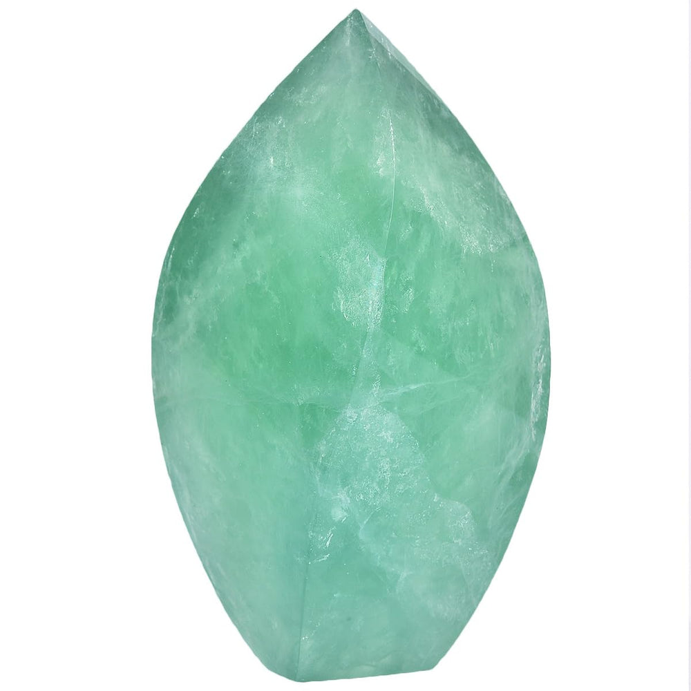JIC Gem green fluorite crystal tower with 4-sided point for energy focus and decorative use