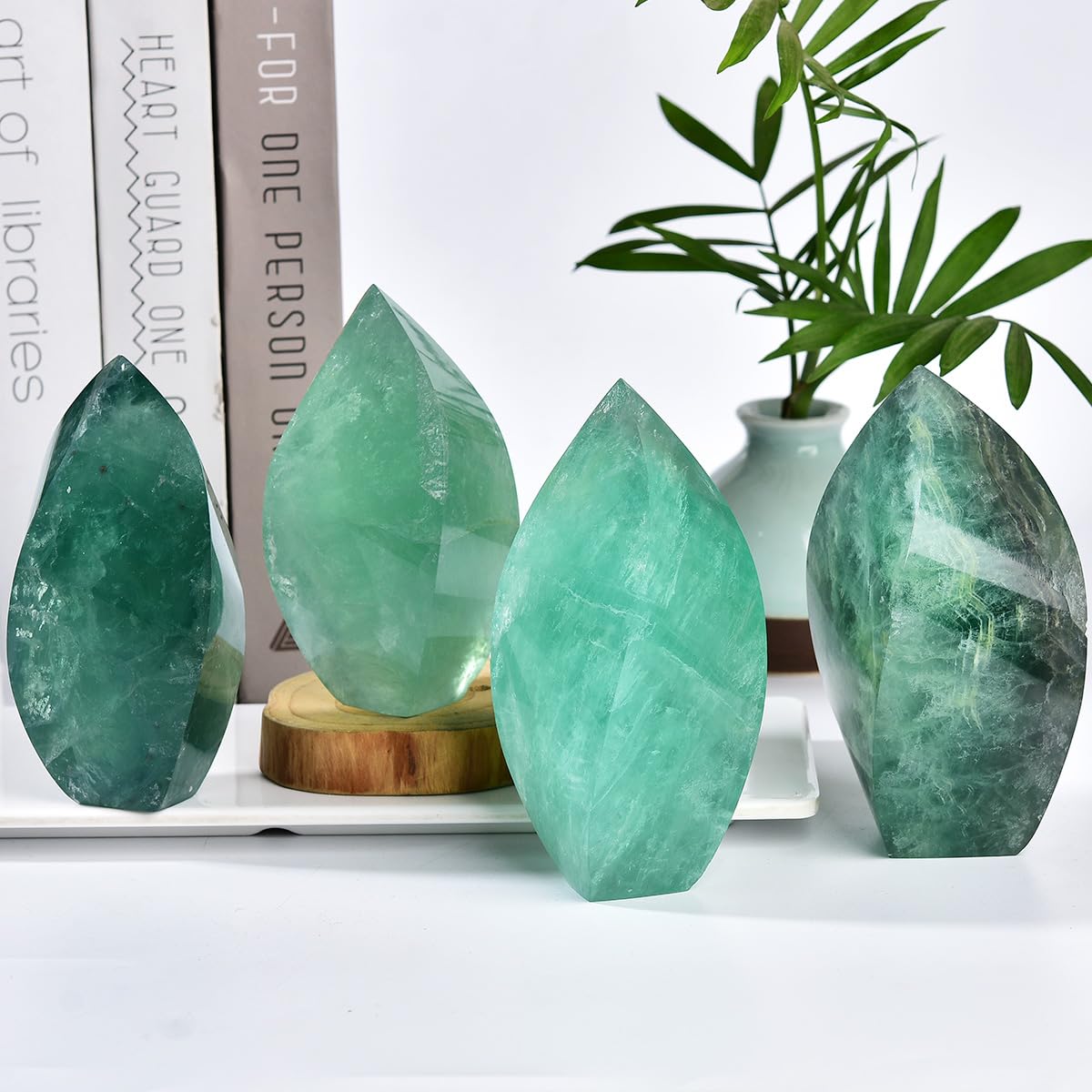 JIC Gem green fluorite decor showing natural texture and color for any shelf