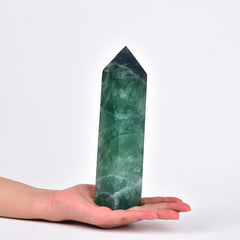 JIC Gem Green Fluorite obelisk tower balances energy for calm focus.