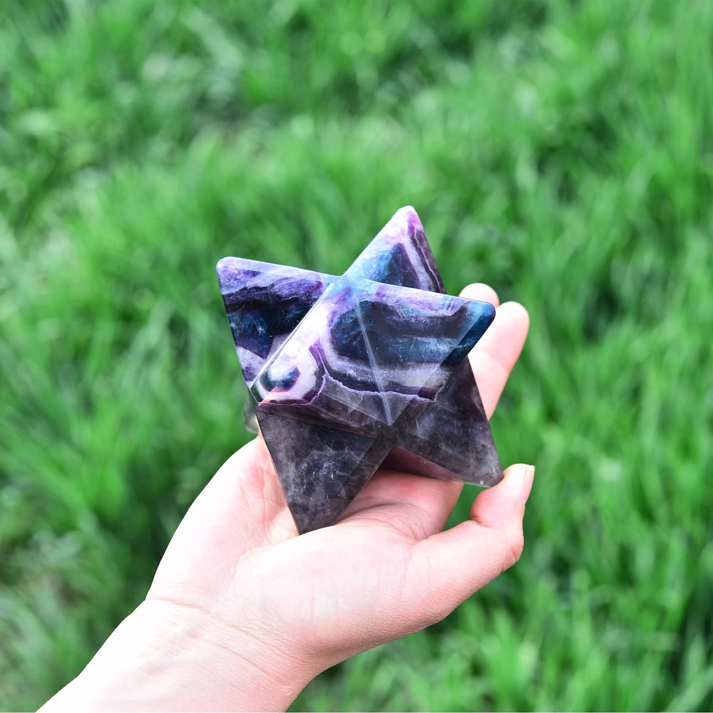 JIC Gem Handcrafted Merkaba crystal showcasing sacred geometry for tranquil spaces.