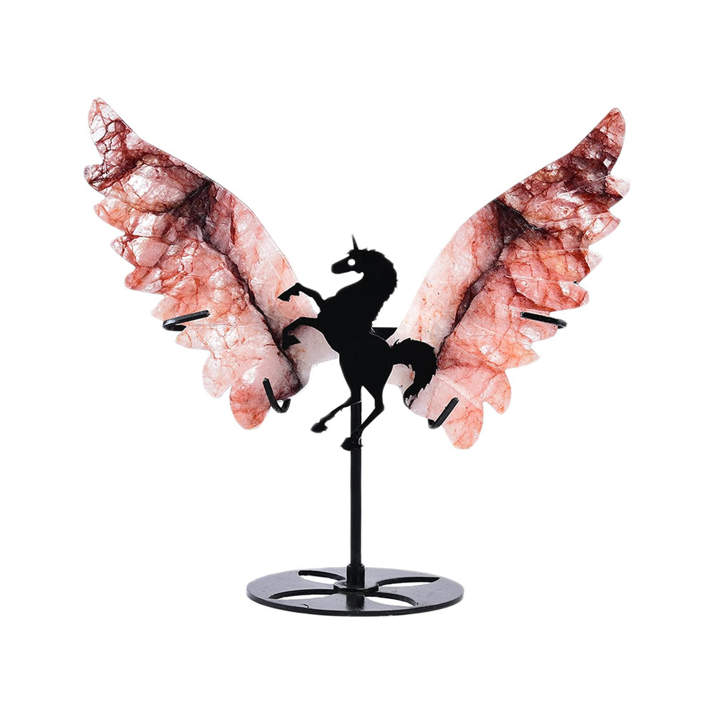 JIC Gem Hematoid Quartz Wings pair adds striking angel decor to any shelf.