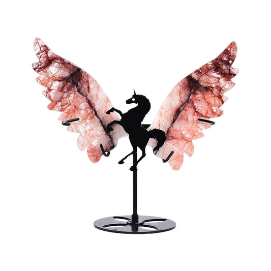 JIC Gem Hematoid Quartz Wings pair adds striking angel decor to any shelf.