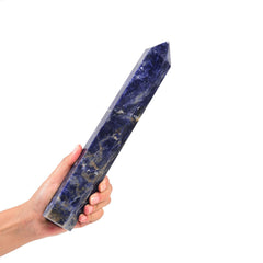 JIC Gem large blue sodalite obelisk tower point for focused meditation
