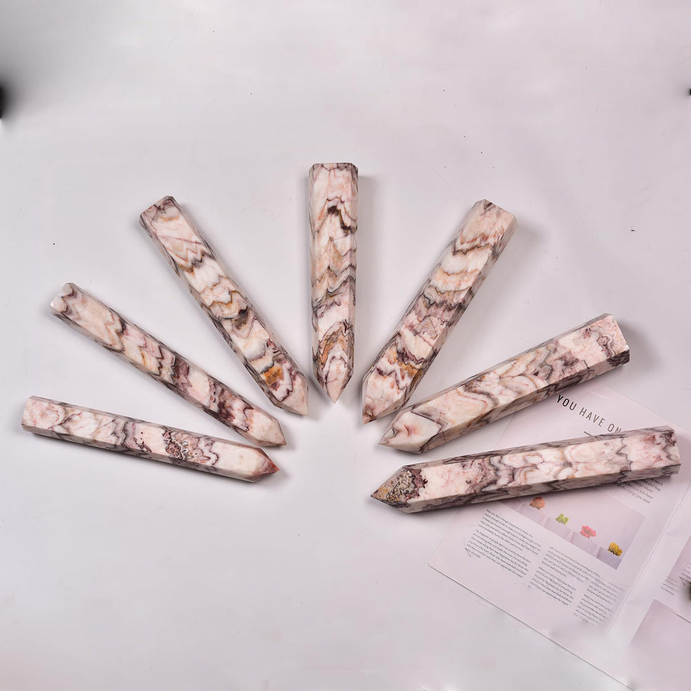 JIC Gem meditation crystal wand shown in serene setup for mindfulness