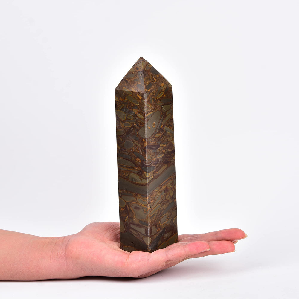 JIC Gem Money Agate tower for focused energy in home or office.