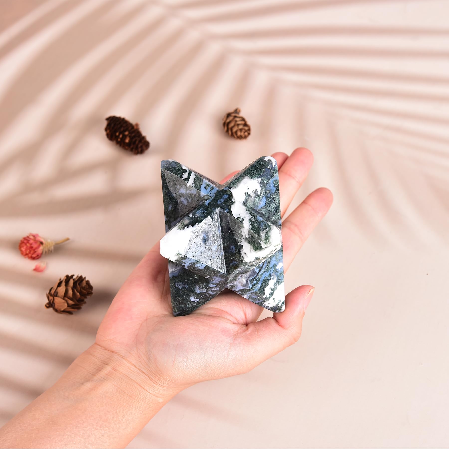 JIC Gem Moss Agate detail showing unique natural inclusions and light play