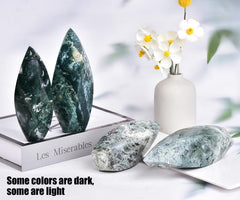JIC Gem Moss Agate Tower natural texture with subtle inclusions.