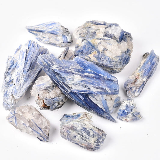 JIC Gem natural blue kyanite stones with irregular shapes for display collections.