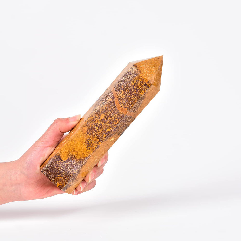 JIC Gem natural crystal tower wand closeup showing facets and texture