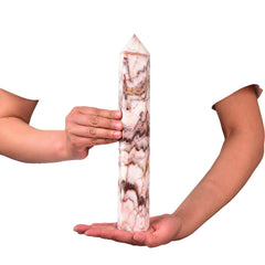 JIC Gem natural obelisk crystal tower enhances space with calming, purifying energy.