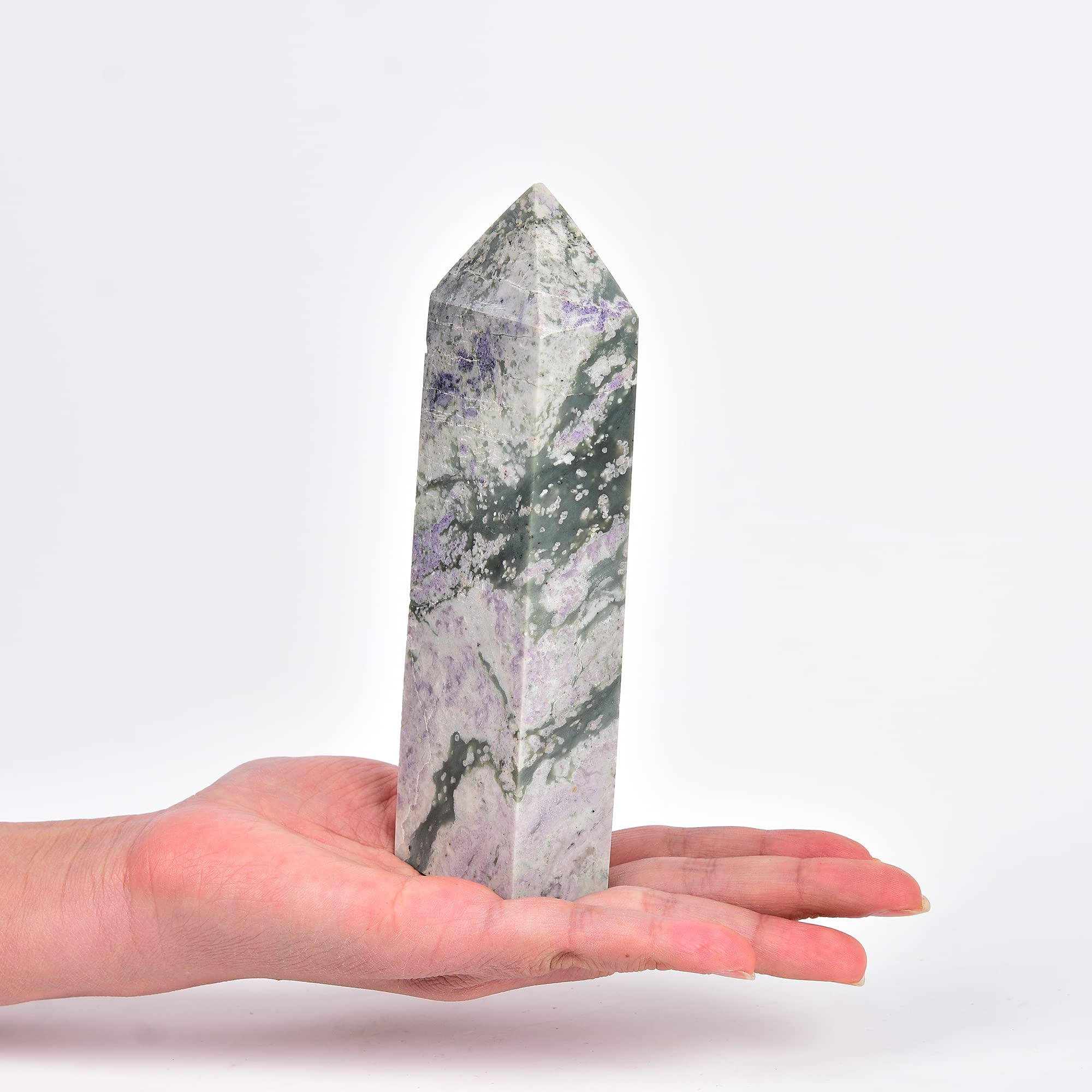 JIC Gem natural quartz wand with purple-green tones for energy balance and meditation
