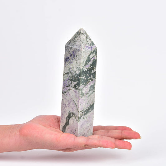 JIC Gem natural quartz wand with purple-green tones for energy balance and meditation