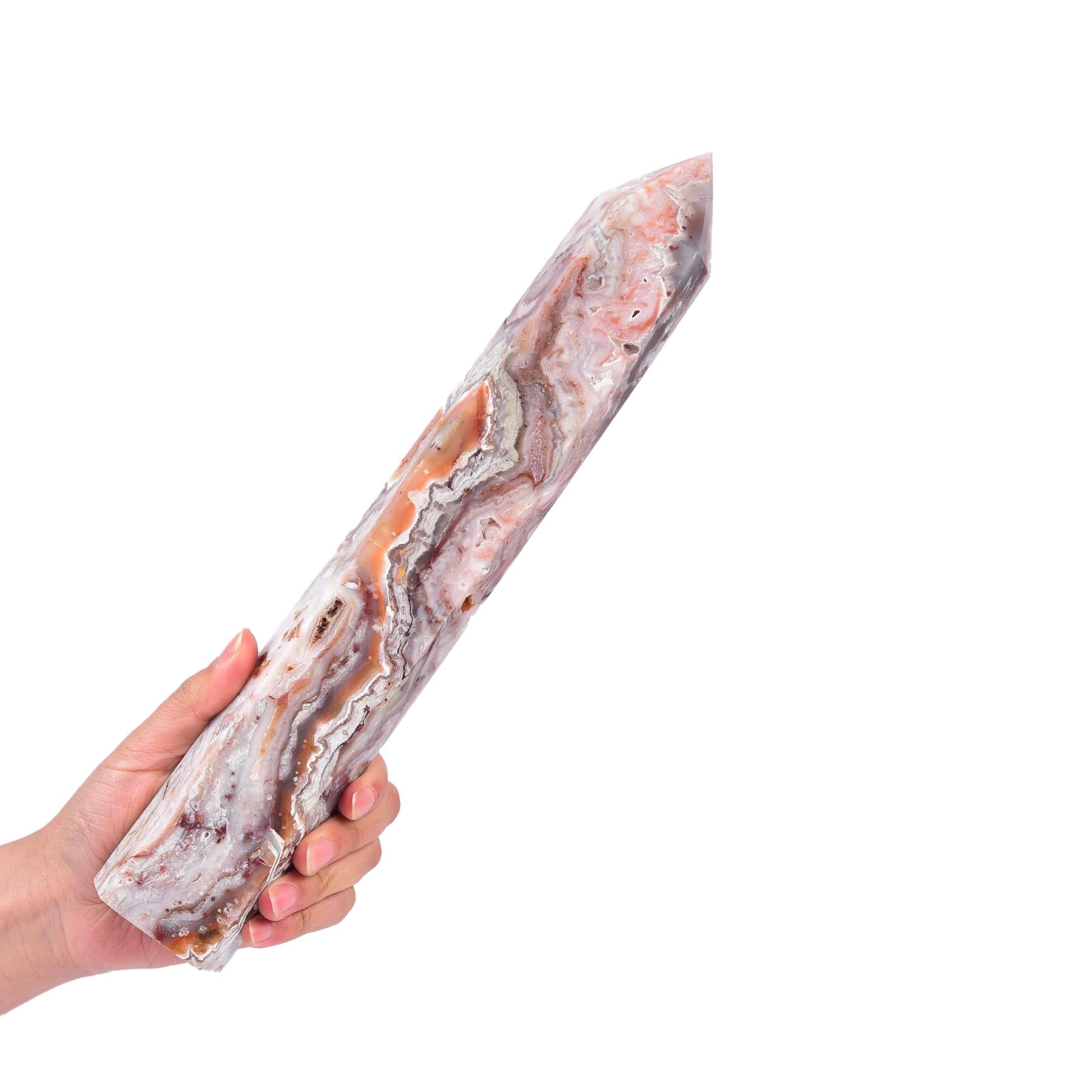 JIC Gem natural quartz wand tower for calming energy and meditation