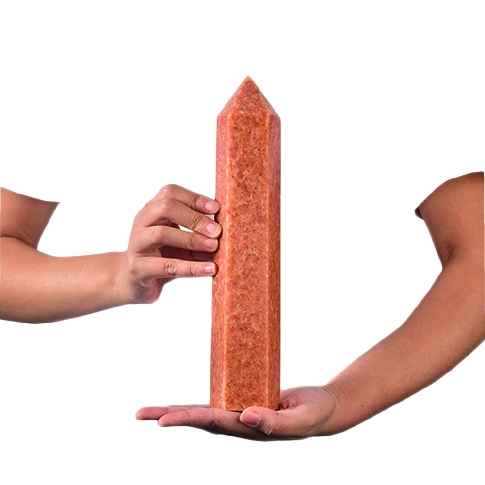 JIC Gem natural sunstone crystal wand ideal for grids and balance