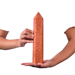 JIC Gem natural sunstone crystal wand ideal for grids and balance